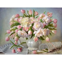 Pictura pe numere Flori, 40x50 cm, Muzicalitatea Petalelor, PDA717