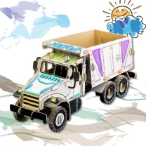 Puzzle carton 3D Camion Nisip , construieste, coloreaza, joaca-te, 50 x 18 x 23 h cm, cod CPZ-ST6008
