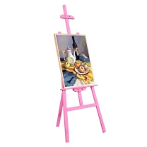 Sevalet pictura, 175 cm, lemn de pin, inaltime reglabila, culoare roz