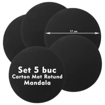 Carton negru mat rotund, Set 5 buc, pentru Mandala