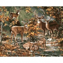 Pictura pe numere Animale 40x50 cm, Familie cu Coarne, PDP2456