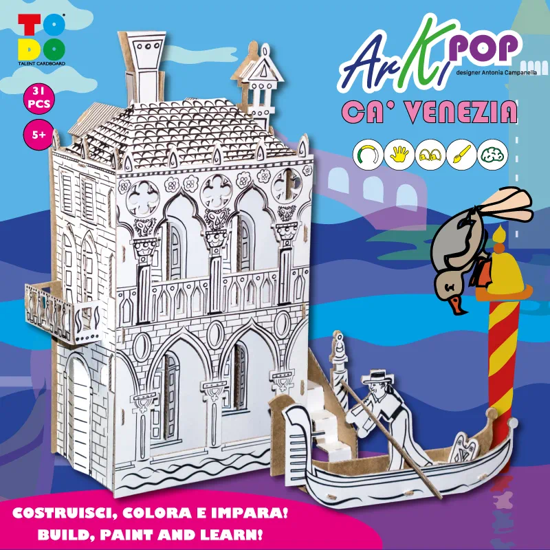 Puzzle carton 3D Venetia , construieste, coloreaza, joaca-te, 27 x 21 x 40 h cm, cod CPZ-AVE0458