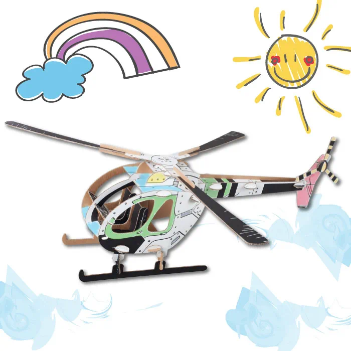 Puzzle 3D Elicopter , construieste, coloreaza, joaca-te, 67 x 50 x 26 h cm, cod CPZ-CP6001