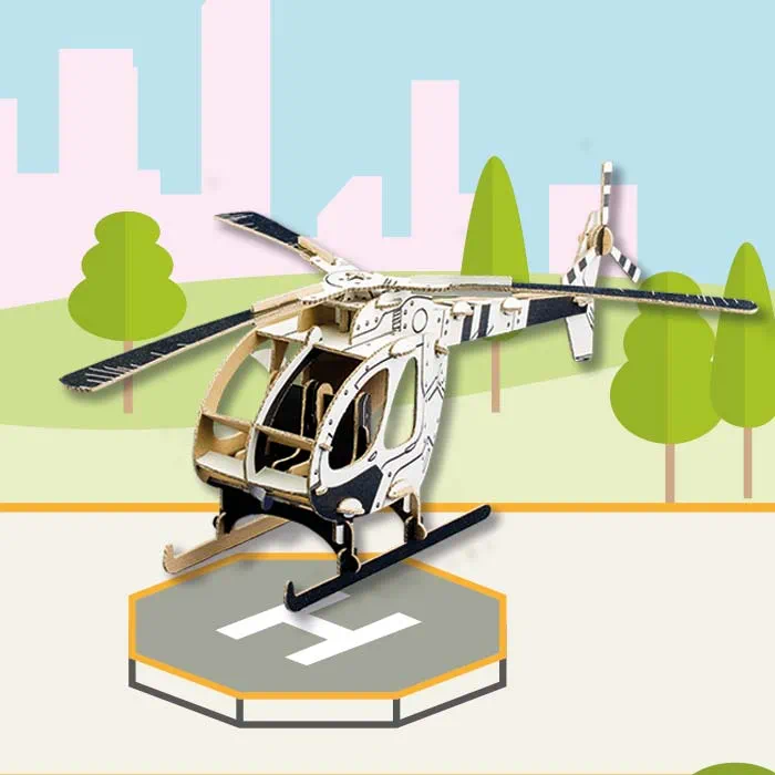 Puzzle carton 3D Elicopter , construieste, coloreaza, joaca-te, 67 x 50 x 26 h cm, cod CPZ-CP6001