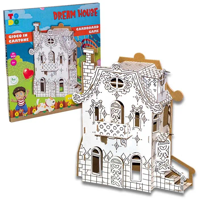 Puzzle carton 3D Casa de Vis , construieste, coloreaza, joaca-te, 26 x 18 x 29 h cm, cod CPZ-DH0380