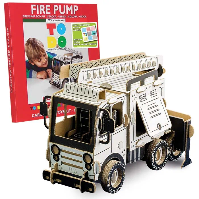 Puzzle carton 3D Camion Pompieri M2 , construieste, coloreaza, joaca-te, 33 x 22 x 23 h cm, cod CPZ-FP6005
