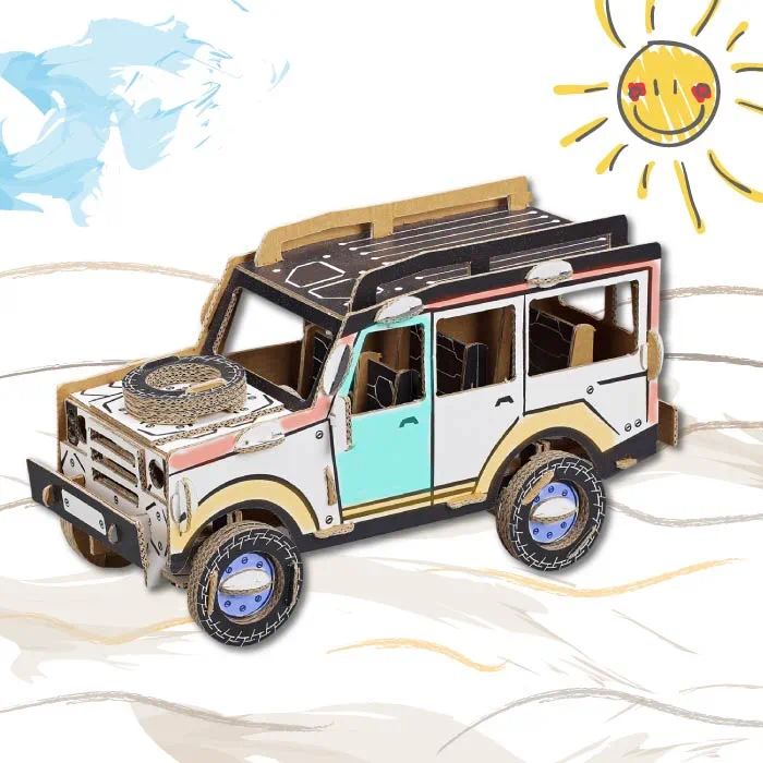 Puzzle carton 3D Jeep , construieste, coloreaza, joaca-te, 34 x 16 x 18 h cm, cod CPZ-JP6020