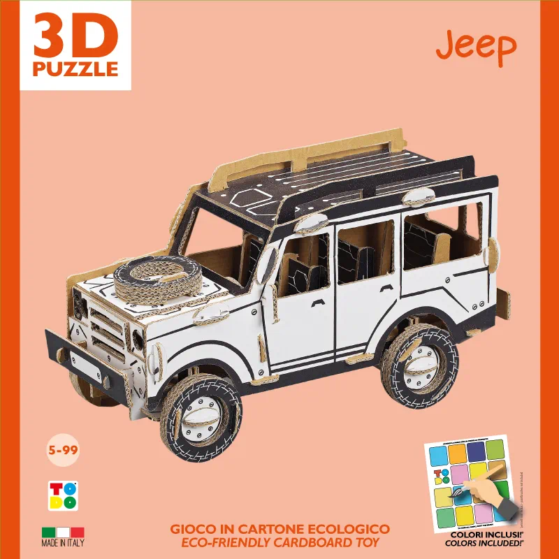 Puzzle carton 3D Jeep , construieste, coloreaza, joaca-te, 34 x 16 x 18 h cm, cod CPZ-JP6020