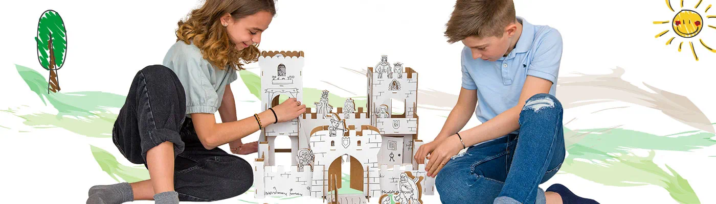Puzzle carton 3D Castel , construieste, coloreaza, joaca-te, 58 x 58 x 40 h cm, cod CPZ-MFC6064