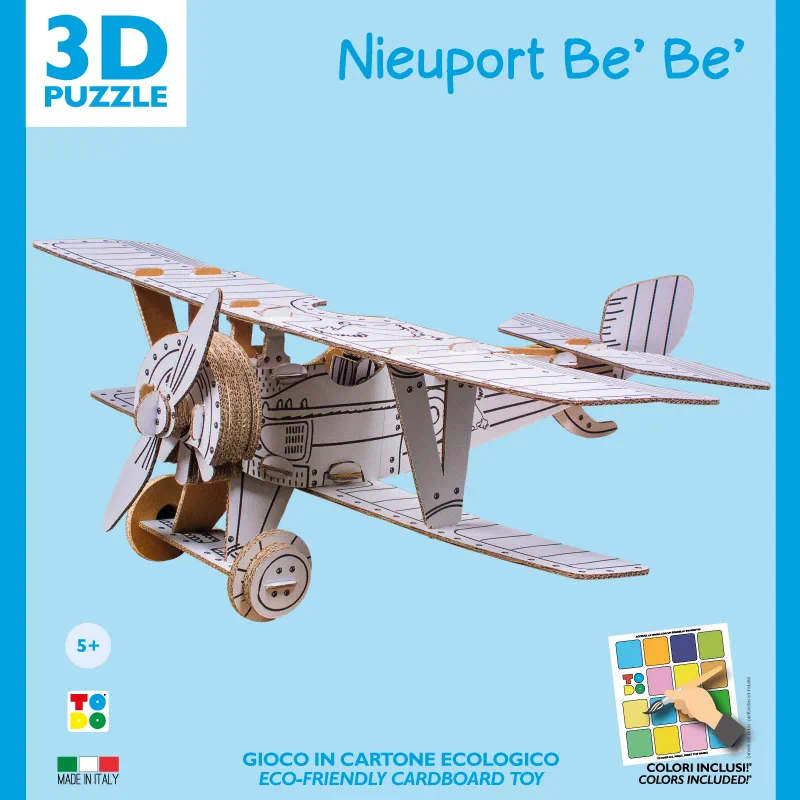Puzzle carton 3D Avion , construieste, coloreaza, joaca-te, 36 x 30 x 13 h cm, cod CPZ-NI0373