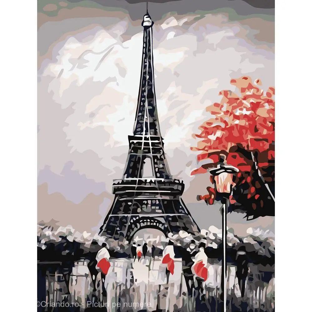 Pictura pe numere Peisaje 40x50 cm, Peisaj a la Paris, PDP1986