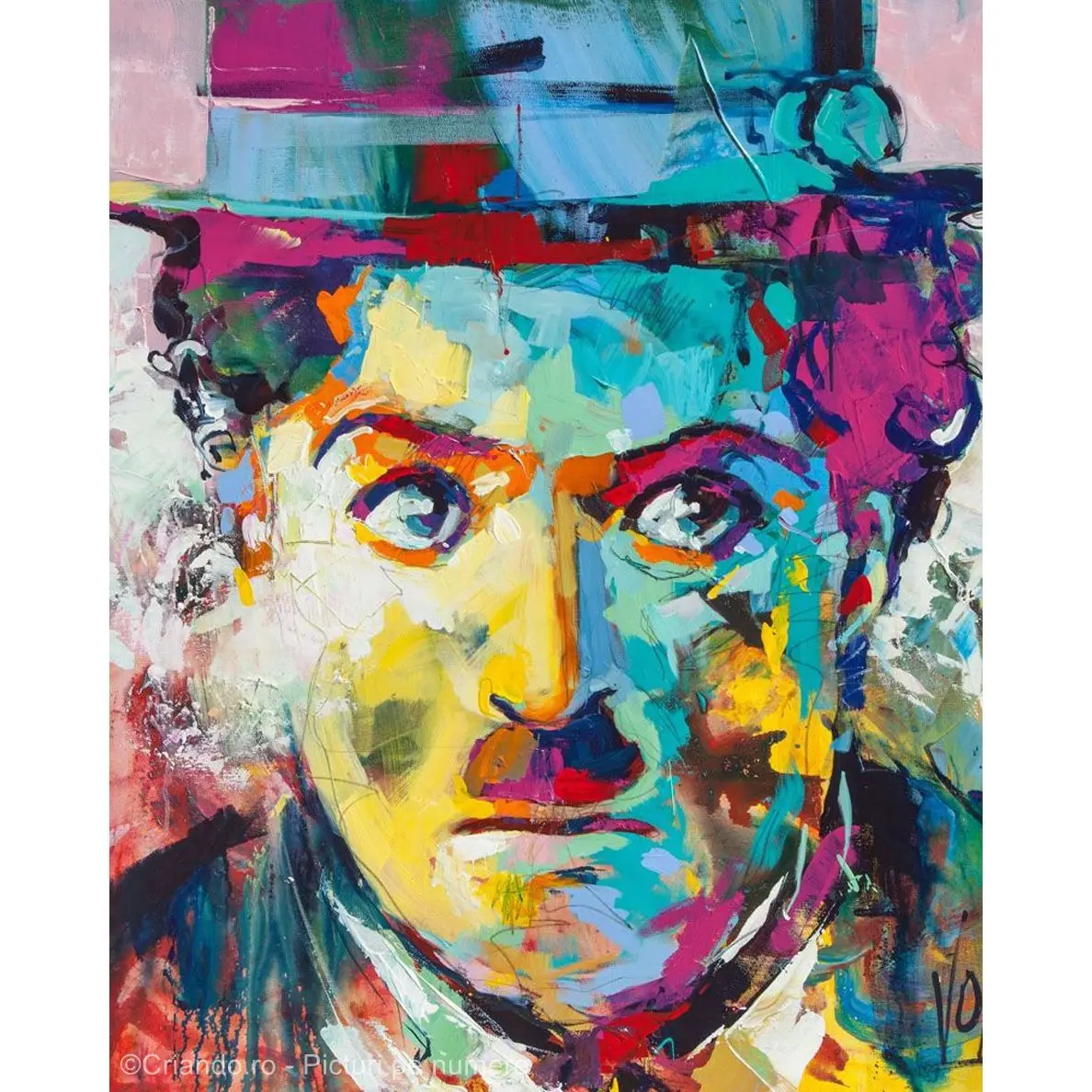 Pictura pe numere Portret Charlie Chaplin, 50x65 cm PDP345