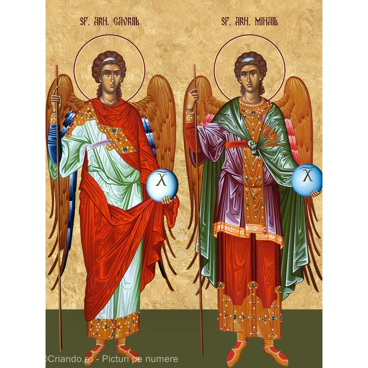 Picturi pe numere Religioase 60x75 cm Sfintii Mihail si Gavril 8 Noiembrie PDP1453
