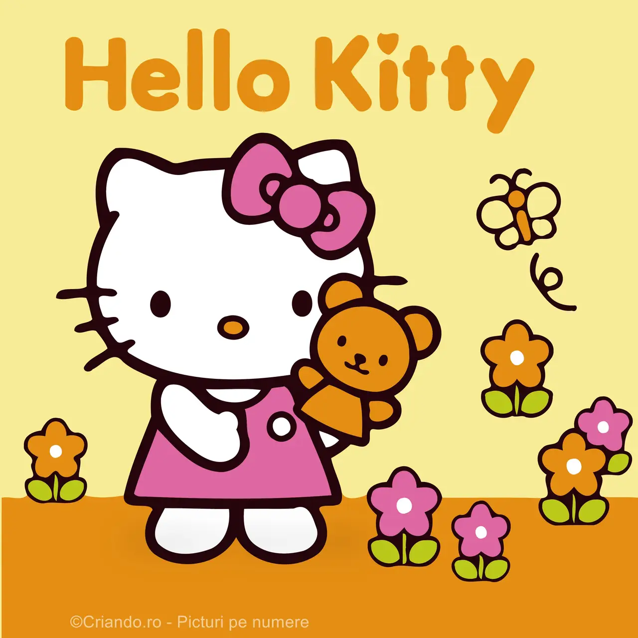 Pictura pe numere copii 30x30 cm, Hello Kitty, PDP3085