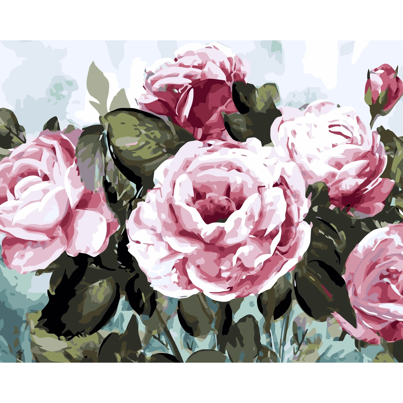 Picturi pe numere Flori, 40x50 cm, Buchet de Trandafiri Roz, PDP3651