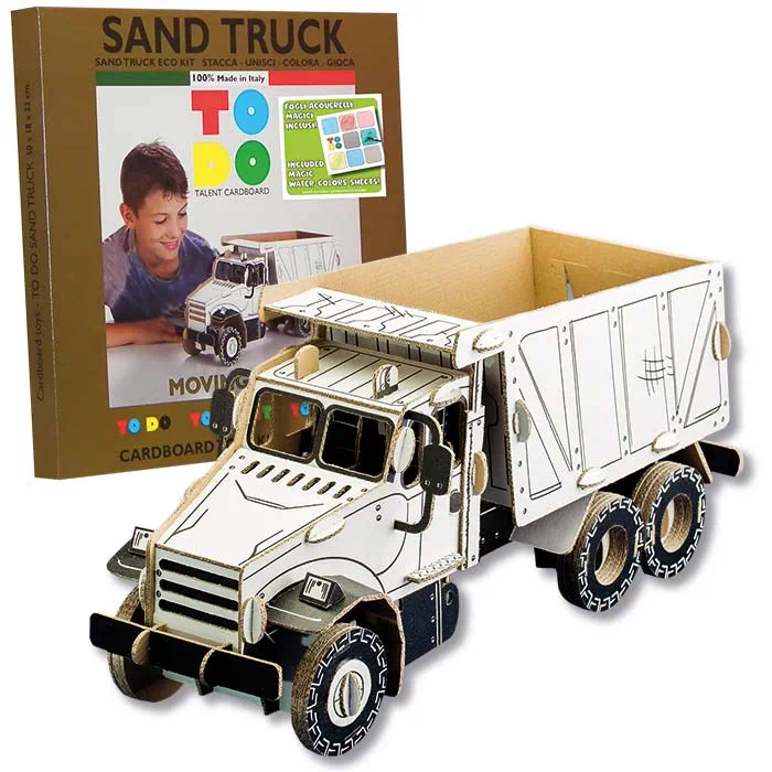 Puzzle carton 3D Camion Nisip , construieste, coloreaza, joaca-te, 50 x 18 x 23 h cm, cod CPZ-ST6008