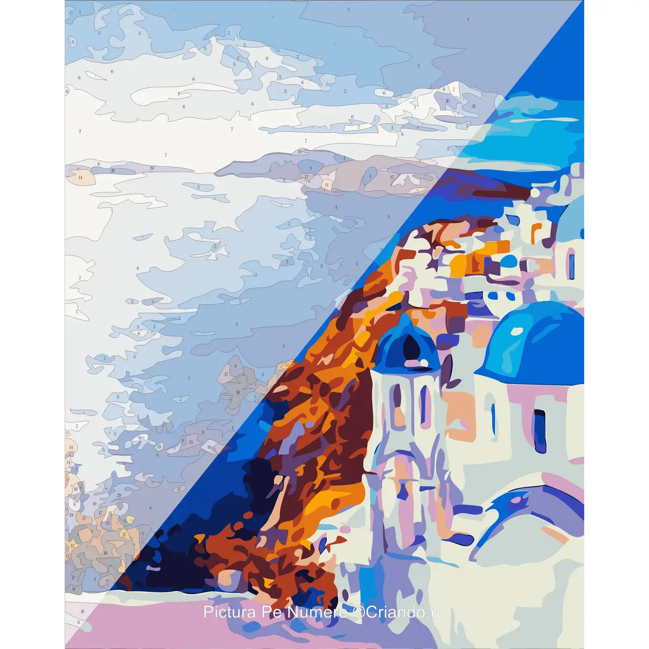 Pictura pe numere Peisaje 40x50 cm, Spiritualitate in Santorini, PDP895